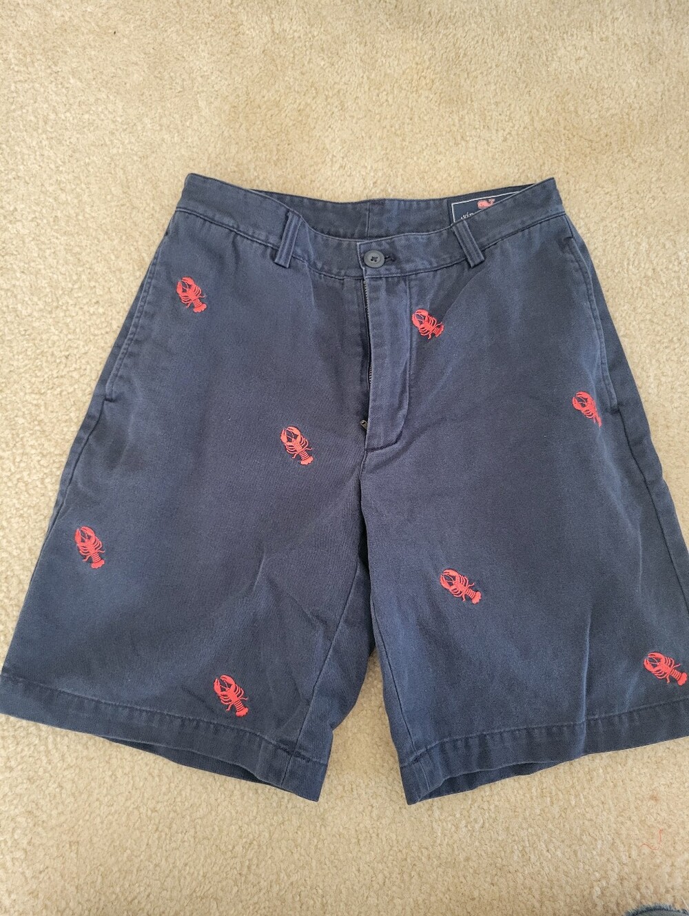 Vineyard Vines Men's Size 28 Navy Blue Embroidered Lobster Club Breaker Shorts